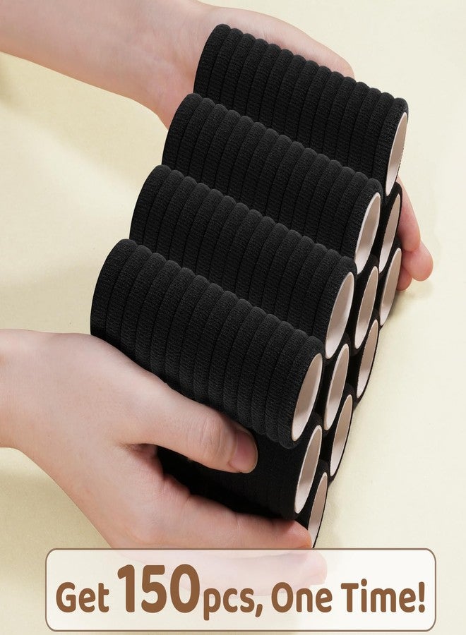 IKOCO 150PCS Hair Ties, IKOCO Cotton Small Hair Ties for Little Girls, Baby and Kids, Black Seamless Ponytail Holders - Image 2